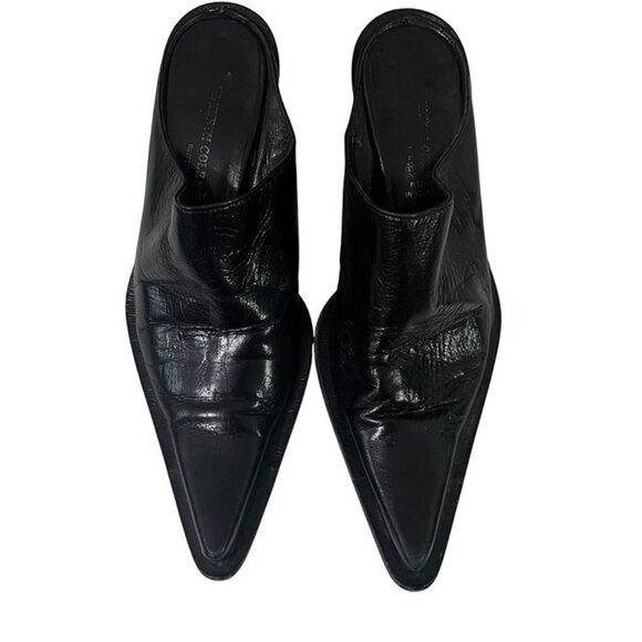 Kenneth Cole women's shoes 35 US 5 black leather slip on pointy toe block heel - Picture 1 of 8